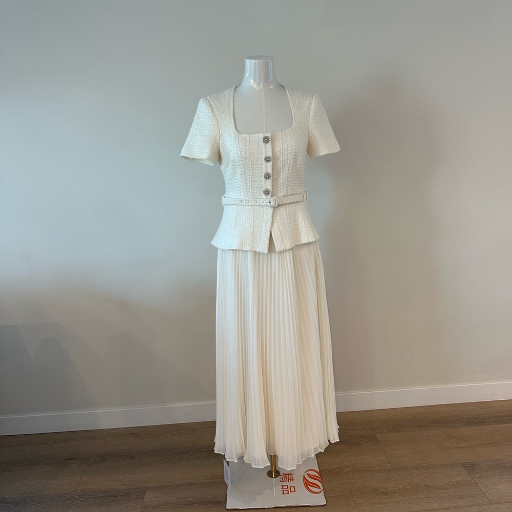Self Portrait BOUCLE CHIFFON MIDI DRESS